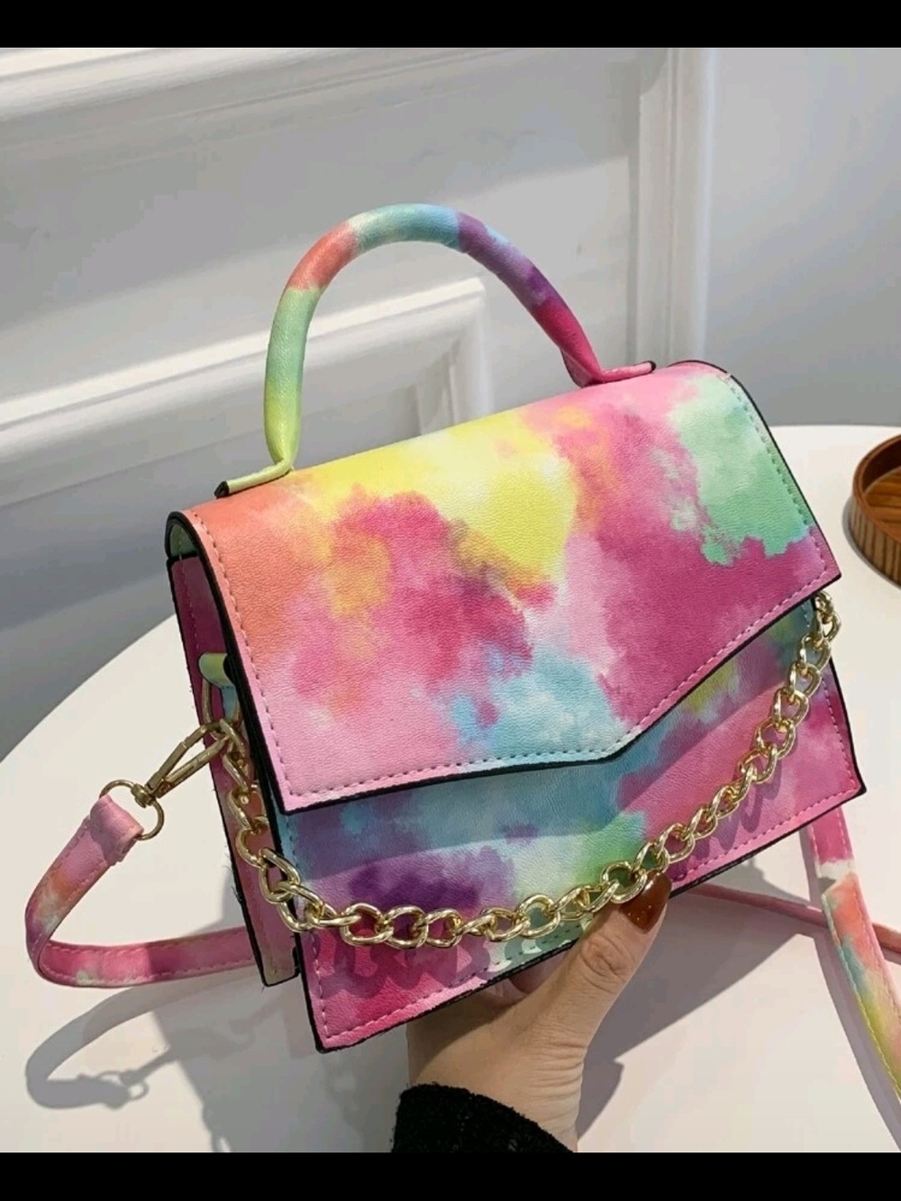 NWOT Colorful Tie-Dye Mini Satchel Handbag - Pink Multi.